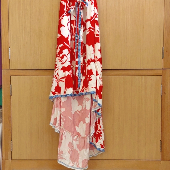 NWT Red/White/Blue Floral Hi Low Maxi Dress SZ M By Flying Tomato - Picture 6 of 9